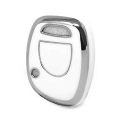Nano High Quality Cover For Renault Remote Key 1 Button White Color Silver Frame RN-E11Y