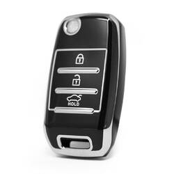 Nano High Quality Cover For Kia Remote Key 3 Button Black Color Silver Frame KIA-B11Y3