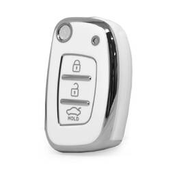 Nano High Quality Cover For Hyundai Remote Key 3 Button White Color Silver Frame HY-F11Y3A
