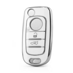 Nano High Quality Cover For Fiat Remote Key 3 Button White Color Silver Frame FIAT-C11Y3B