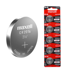 Cartão de célula de bateria universal Maxell CR2016 (pacote com 5 unidades)