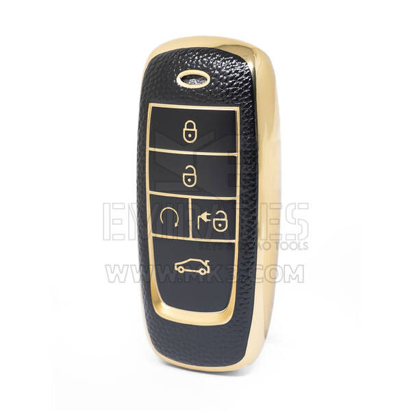 Nano High Quality Gold Leather Cover For Trumpchi Remote Key 5 Buttons Black Color CQ-B13J