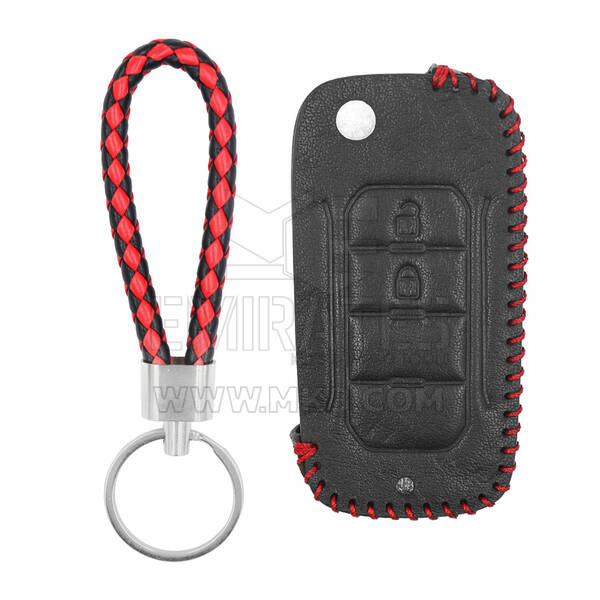 Funda de cuero para Jeep Flip Remote Key 2 Botones JP-D