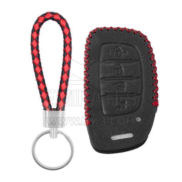 Leather Case For Hyundai Tucson Elantra Remote Key 4 Button