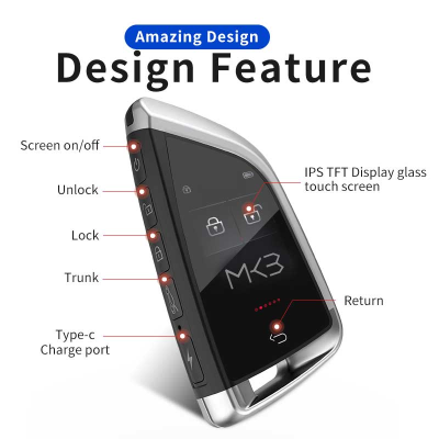 Nuevo Kit de mando a distancia inteligente modificado Universal LCD para todos los coches sin llave estilo FEM Color plata | Cayos de los Emiratos