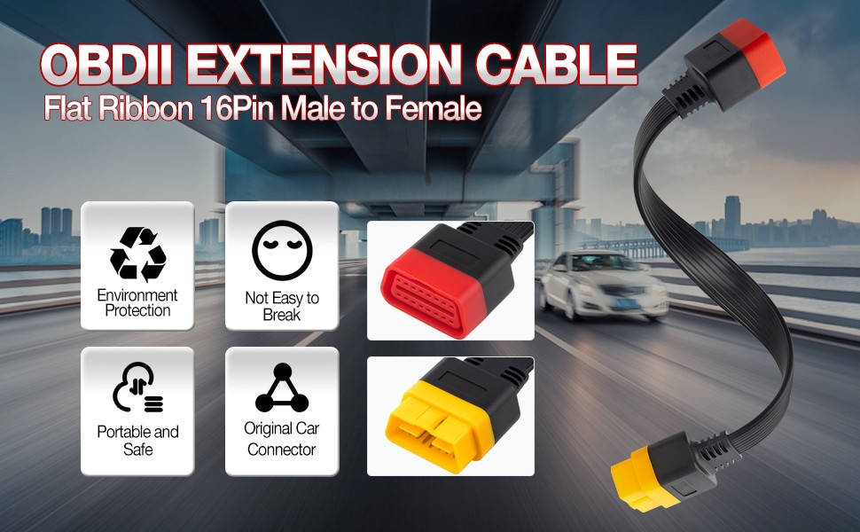 Cable de extensión OBD2 de 16 pines macho a hembra, nuevo lanzamiento, cable extensor OBDII para conector de cable extensor de diagnóstico OBD de automóvil (36 cm/14,17 pulgadas) | Emirates Keys