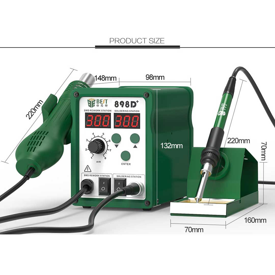 BST-898D 2 In 1 SMD Rework Station  Hot Air Gun Soldering Station Welding Solder Iron For IC SMD DE soldering Rework station 220v  | Emirates Keys