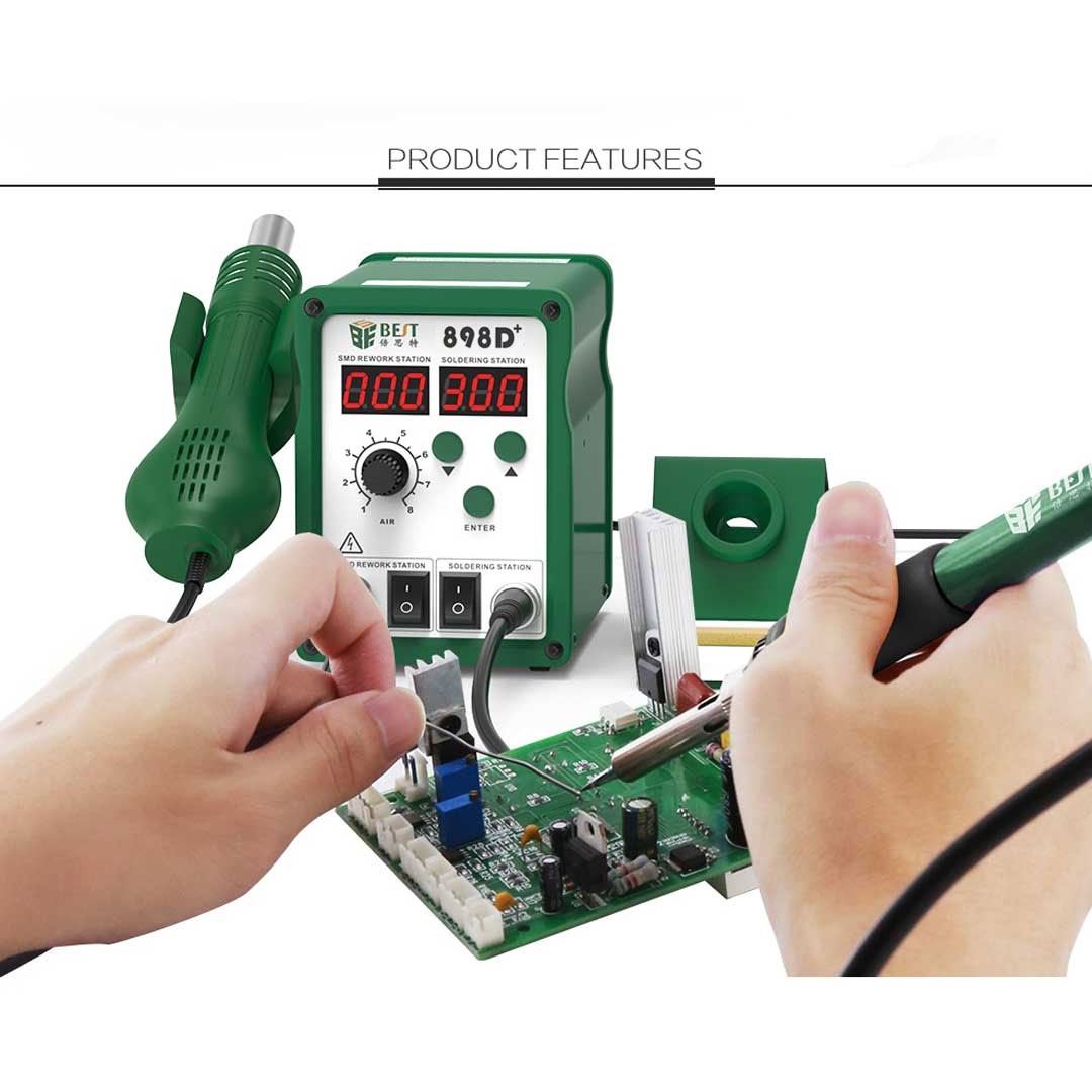 BST-898D 2 в 1 SMD паяльная станция, паяльная станция с термофеном, сварочный паяльник для пайки микросхем SMD DE паяльная станция 220 В | Emirates Keys