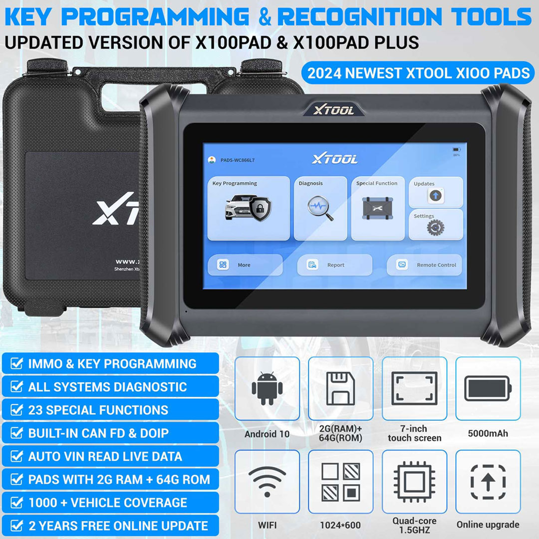 2024 New XTOOL X100 PADS Key Programmer with Built-in CAN FD DOIP Supports 23 Service Functions Replace X100 PAD 2 Years Update | Emirates Keys