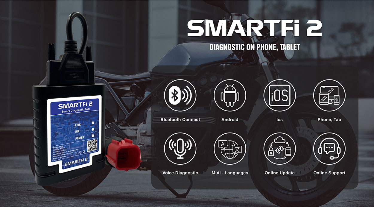 AutoShop SmartFi 2B Ferramenta de diagnóstico inteligente para motocicletas e motos que utiliza tecnologia Bluetooth 5.0 | Emirates Keys