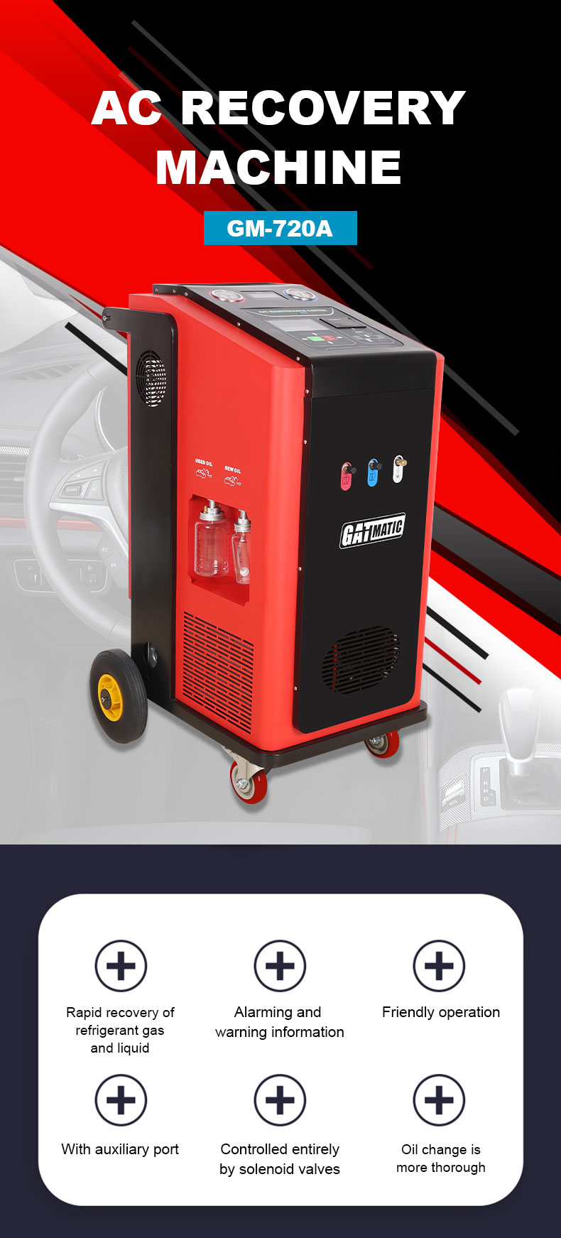 GATmatic GM-720A Auto R134a Refrigerant Recharge Machine Is A Fully Automatic AC Service Machine And Makes The Entire Recharge, Recovery, And Recycling Process Quick And Easy | Emirates Keys