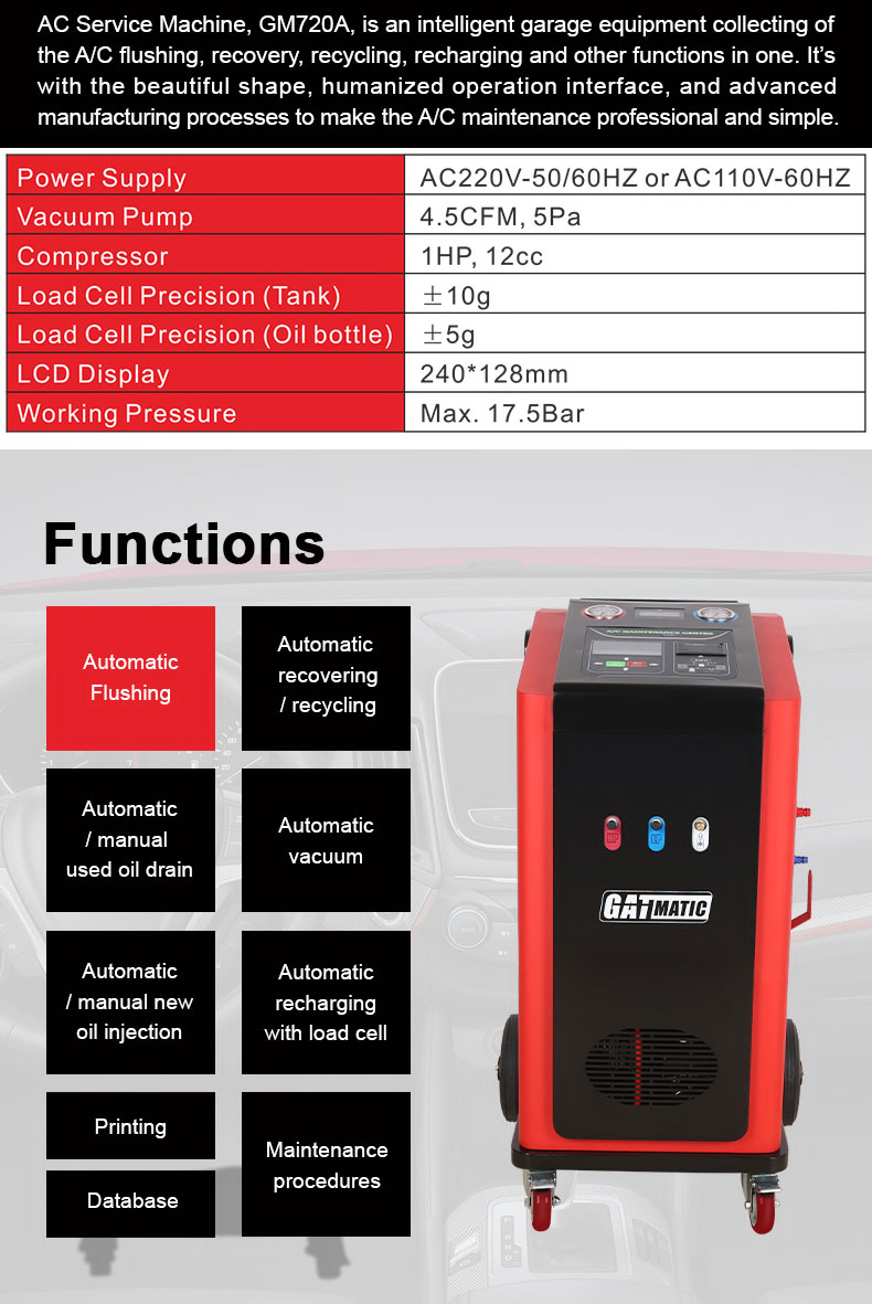 La máquina de recarga automática de refrigerante R134a GATmatic GM-720A es una máquina de servicio de aire acondicionado completamente automática que hace que todo el proceso de recarga, recuperación y reciclaje sea rápido y fácil | Emirates Keys