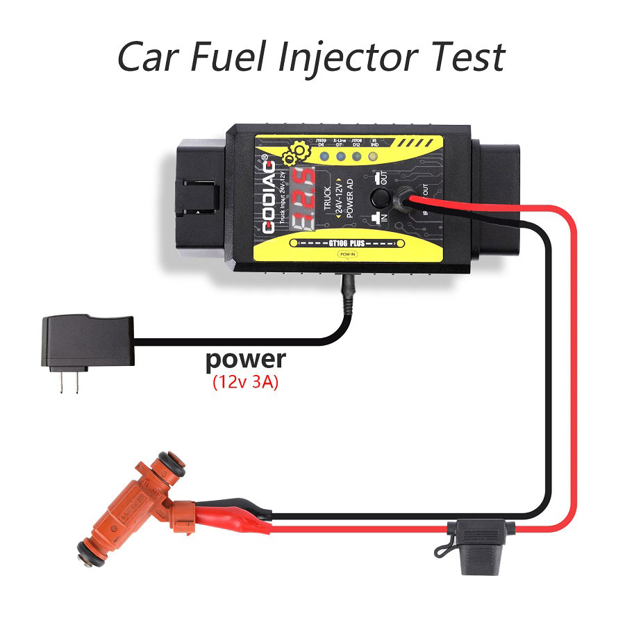 New GODIAG GT106 PLUS 24V to 12V Heavy Duty Truck Adapter with Fuel Injector Cleaning & Testing and Relay Testing Function | Emirates Keys