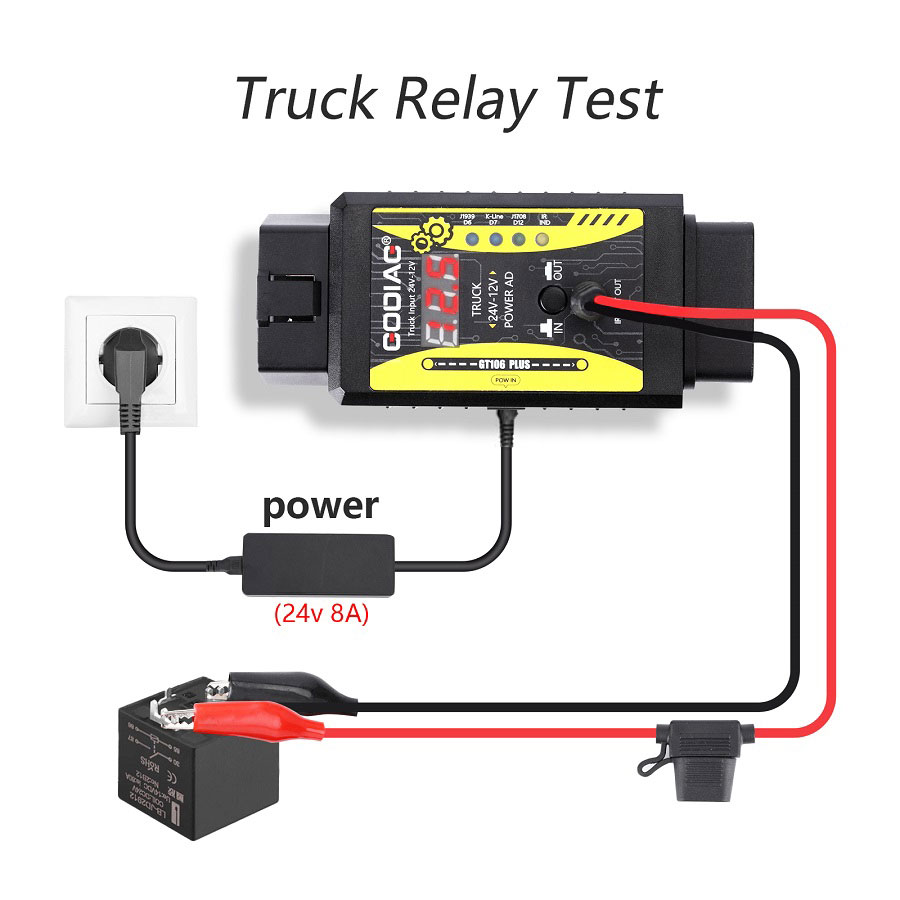 New GODIAG GT106 PLUS 24V to 12V Heavy Duty Truck Adapter with Fuel Injector Cleaning & Testing and Relay Testing Function | Emirates Keys