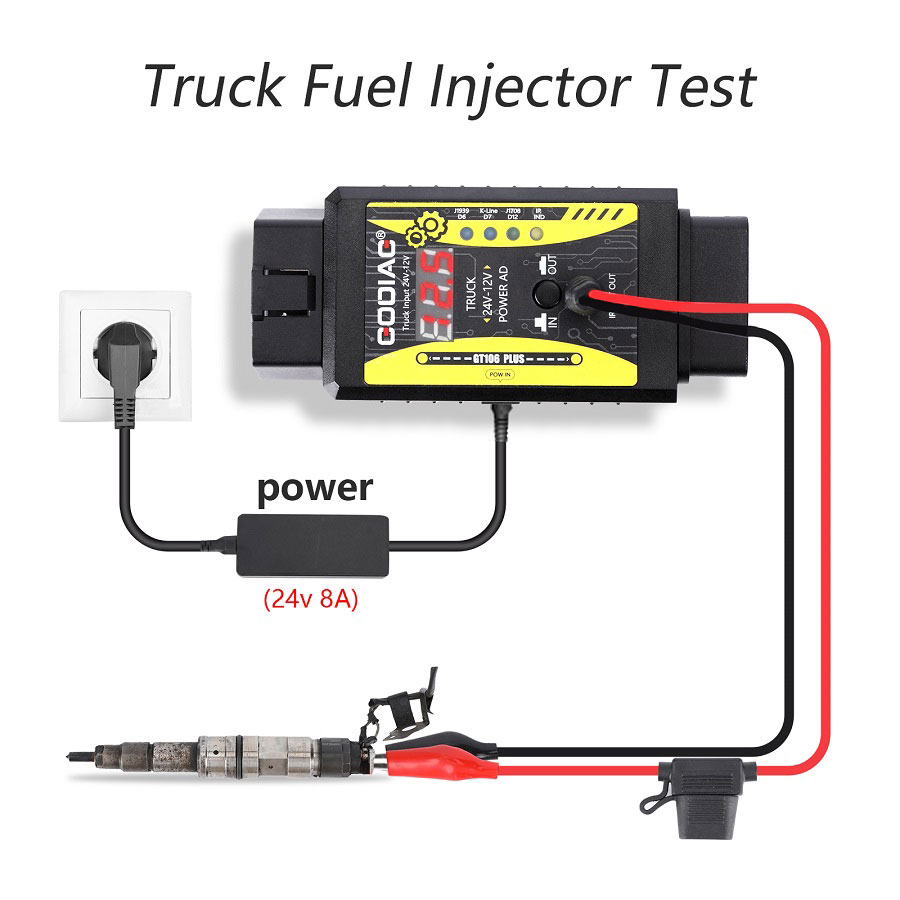 New GODIAG GT106 PLUS 24V to 12V Heavy Duty Truck Adapter with Fuel Injector Cleaning & Testing and Relay Testing Function | Emirates Keys