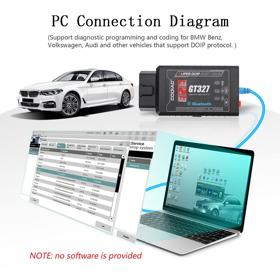 New GODIAG GT327 SUPER DOIP ENET ELM327v1.5 Bluetooth 4.0 OBD II Scanner For iOS / Android / Windows Support Voltage Display | Emirates Keys