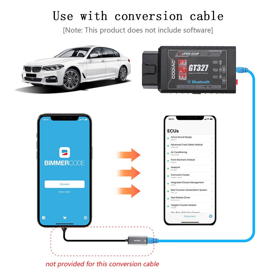 New GODIAG GT327 SUPER DOIP ENET ELM327v1.5 Bluetooth 4.0 OBD II Scanner For iOS / Android / Windows Support Voltage Display | Emirates Keys