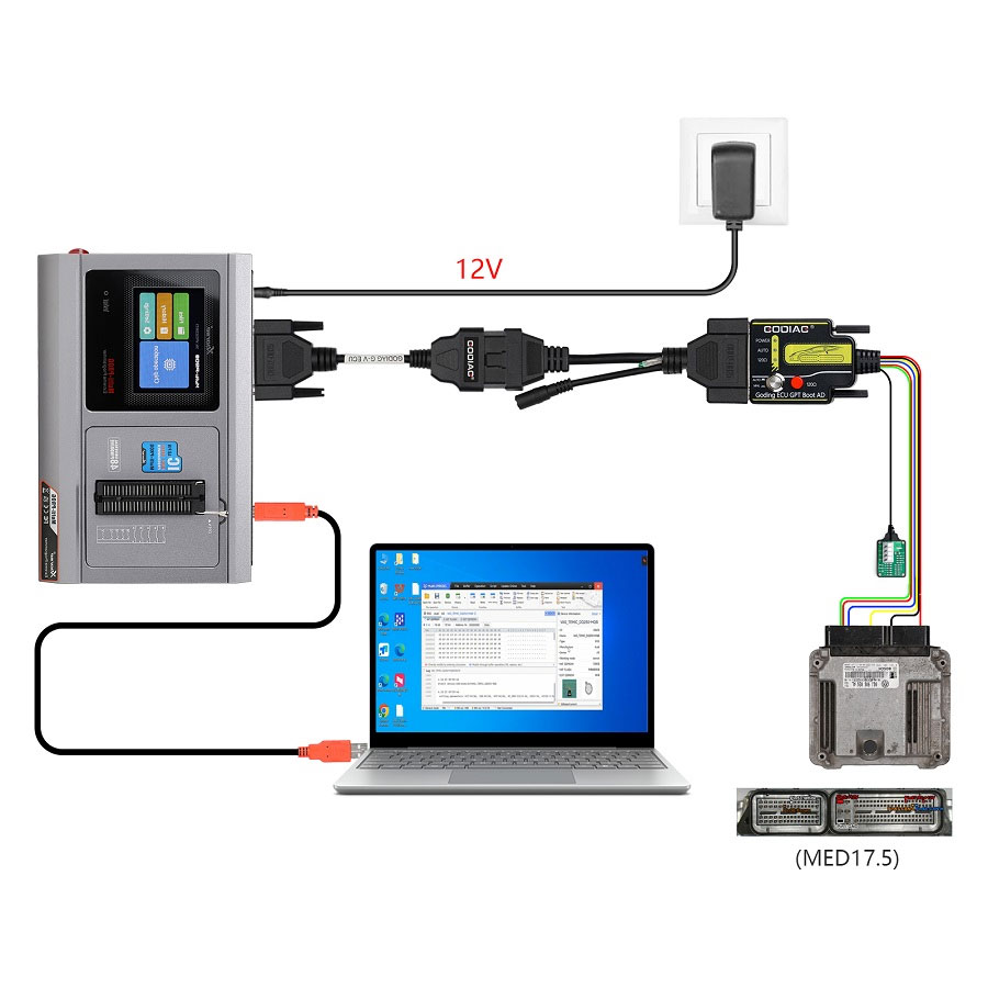 كابل وحدة التحكم الإلكترونية GODIAG G-V الجديد لتوصيل Xhorse MULTI PROG مع GT107 أو GT107+ GPT BENCH BOOT لقراءة وكتابة البيانات على وحدة التحكم الإلكترونية لعلبة التروس VAG ووحدة التحكم الإلكترونية للمحرك | Emirates Keys