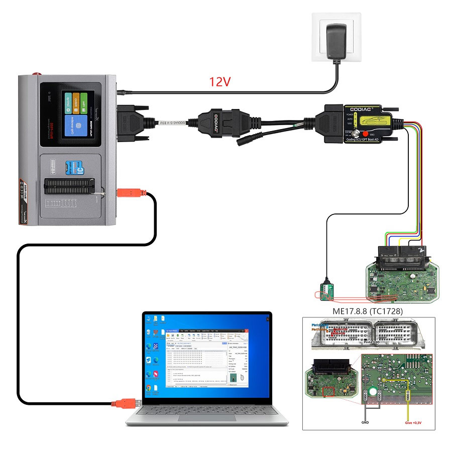 كابل وحدة التحكم الإلكترونية GODIAG G-V الجديد لتوصيل Xhorse MULTI PROG مع GT107 أو GT107+ GPT BENCH BOOT لقراءة وكتابة البيانات على وحدة التحكم الإلكترونية لعلبة التروس VAG ووحدة التحكم الإلكترونية للمحرك | Emirates Keys