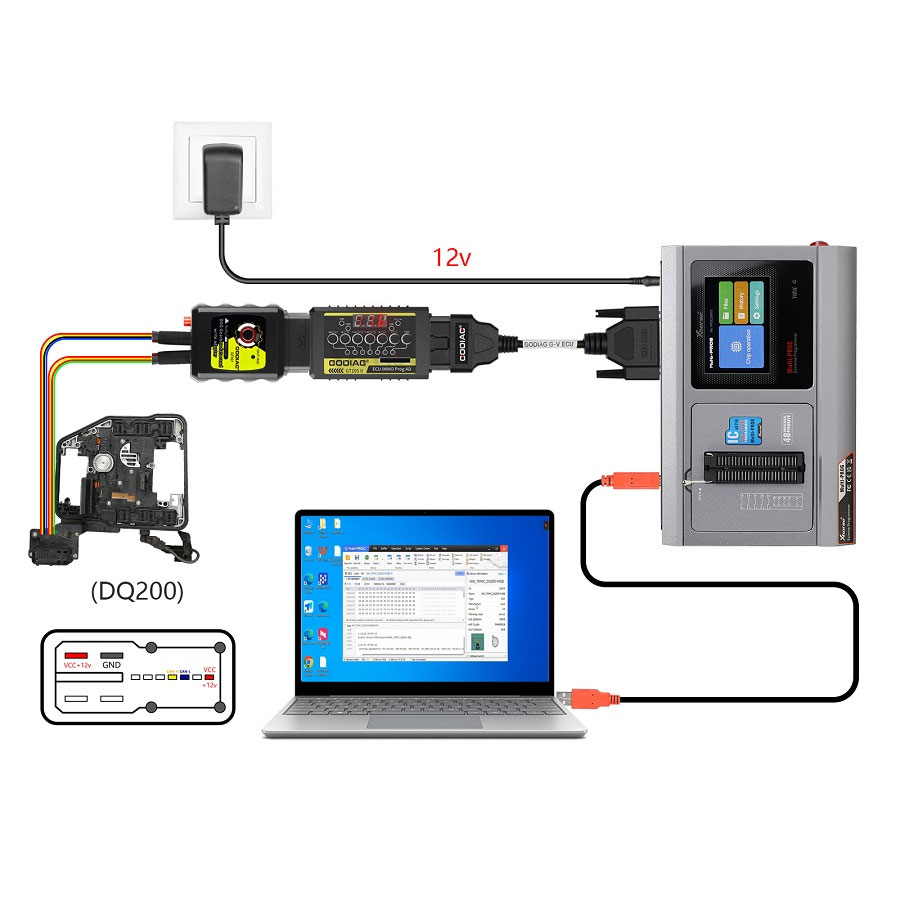 New GODIAG G-V ECU Cable for Connecting Xhorse MULTI PROG with GT107 or GT107+ GPT BENCH BOOT to Read & Write Data on VAG Gearbox ECU, Engine ECU | Emirates Keys