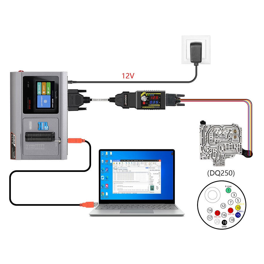 كابل وحدة التحكم الإلكترونية GODIAG G-V الجديد لتوصيل Xhorse MULTI PROG مع GT107 أو GT107+ GPT BENCH BOOT لقراءة وكتابة البيانات على وحدة التحكم الإلكترونية لعلبة التروس VAG ووحدة التحكم الإلكترونية للمحرك | Emirates Keys