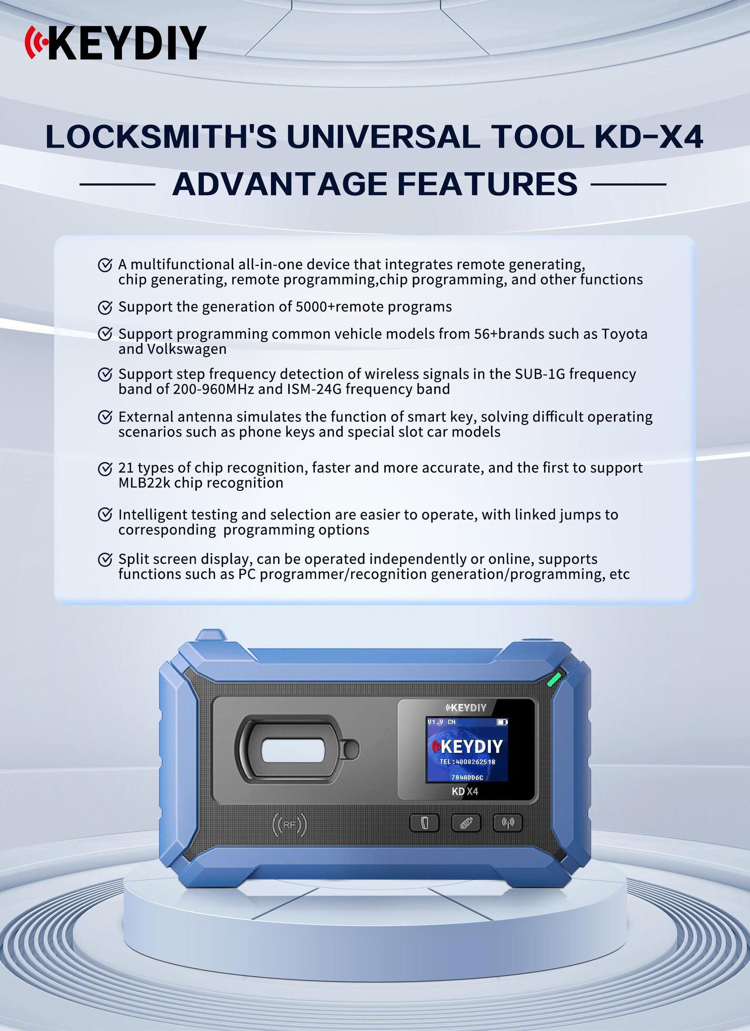 KEYDIY KD-X4 Ferramenta universal de chaveiro Dispositivo profissional que integra reconhecimento, geração, cópia, programação e correspondência | Emirates Keys