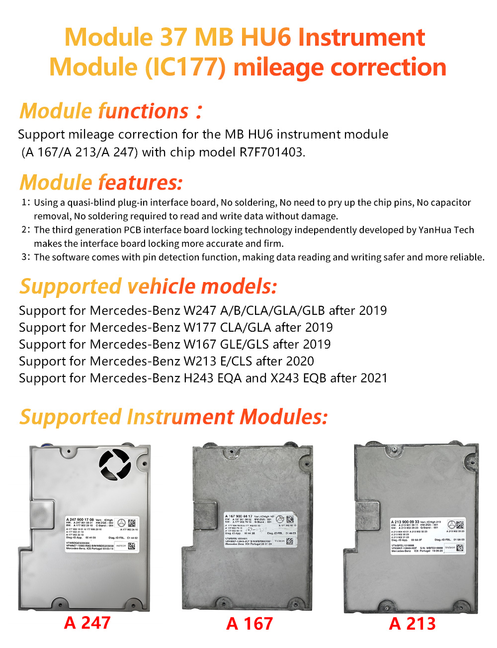 New Yanhua ACDP Module 37 MB HU6 Instrument Module (IC177) Mileage Correction with License A103 | Emirates Keys