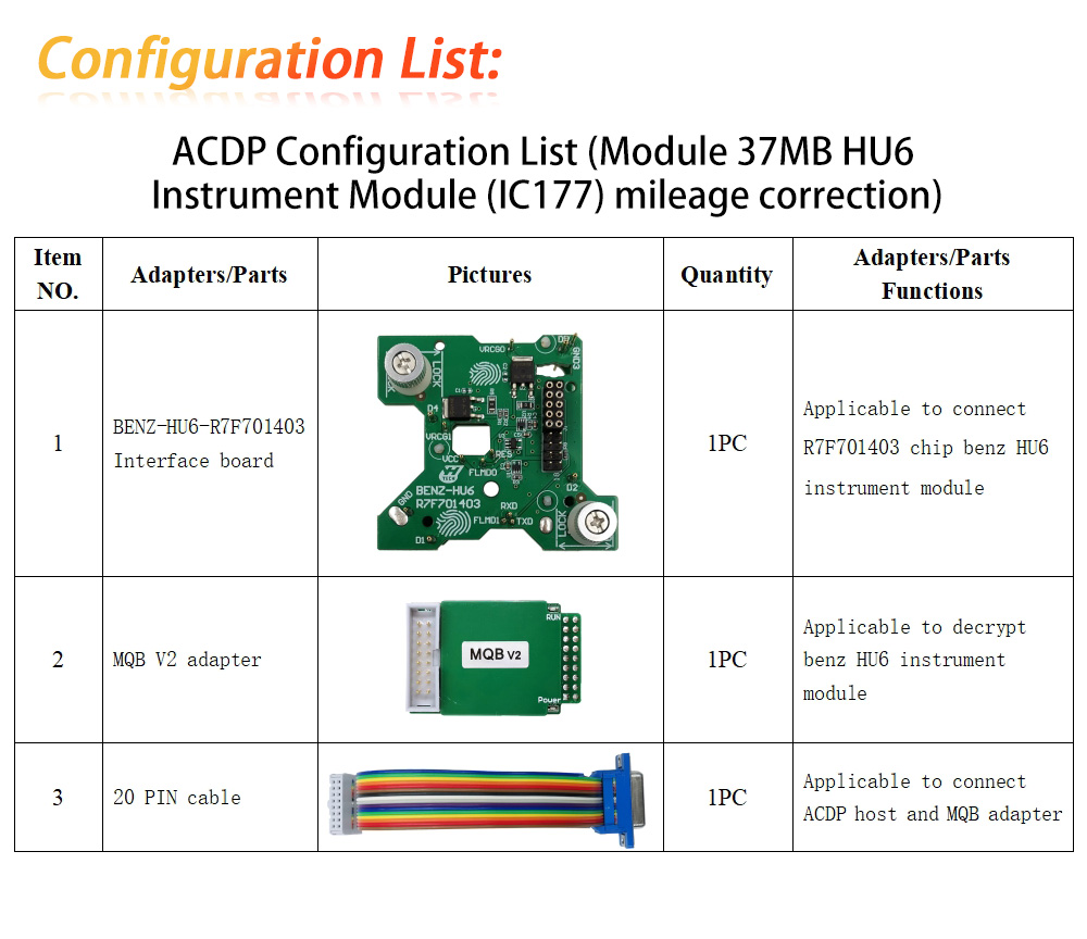 New Yanhua ACDP Module 37 MB HU6 Instrument Module (IC177) Mileage Correction with License A103 | Emirates Keys