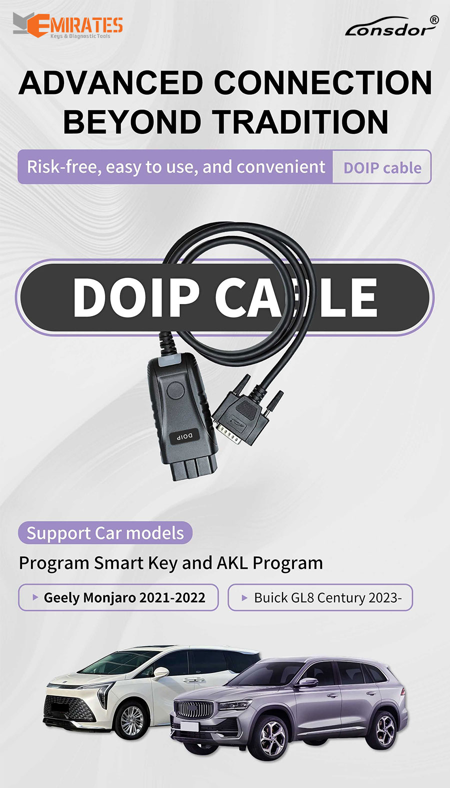 Nouveau câble Lonsdor DOIP utilisé avec le programme Smart Key et le programme AKL Lonsdor K518 PRO / K518 PRO-FCV Sans risque, facile à utiliser et pratique | Emirates Keys