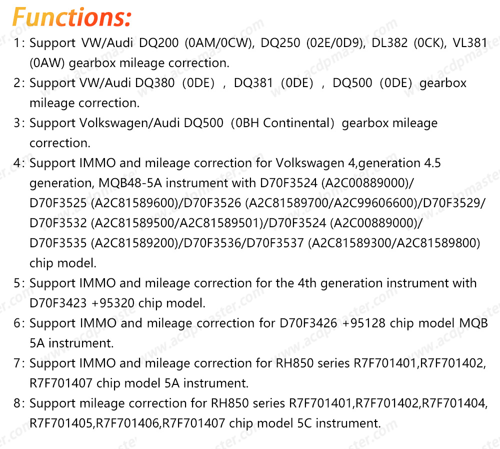 YanhuaACDP VW / Audi TCU / ODO Mileage Package  ( ACDP-2 Programming Module+Module 21+Module 25+Module 30+Module 33+Module 34 )  | Emirates Keys